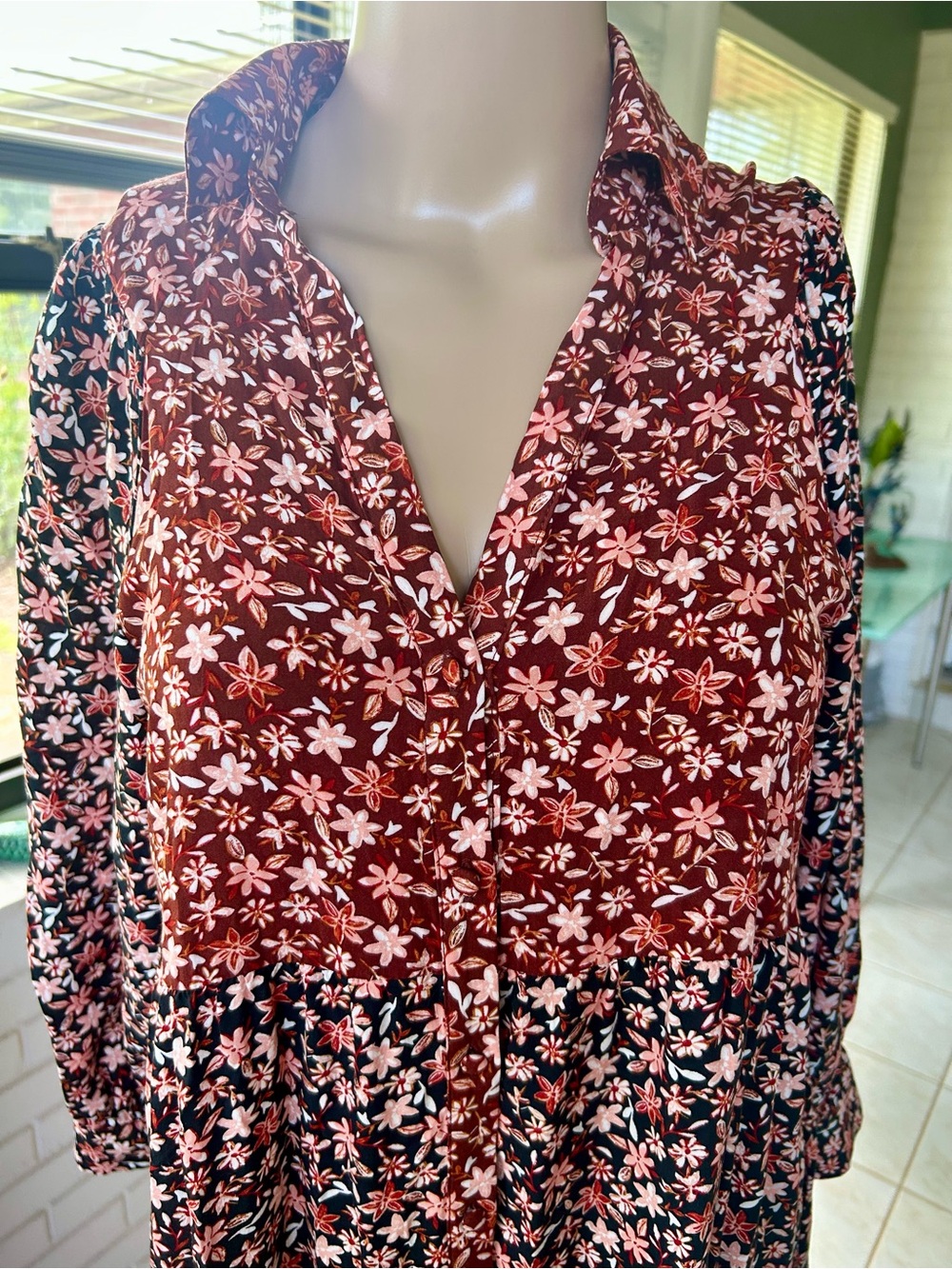 Zara Floral Maxi Dress in Burgundy, Black, Pink